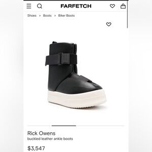 Rick Owen’s buckled leather ankle boots
